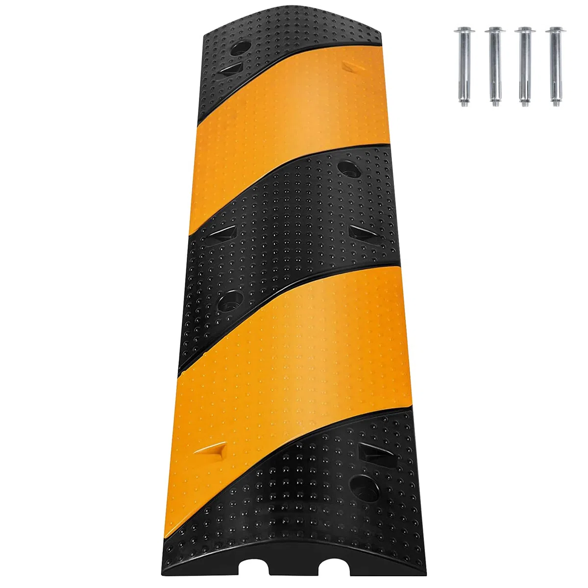 Nisorpa Gobbe di velocità in gomma da 101,6 cm con 4 bulloni Protezione per cavo vialetto a 2 canali Rampa Modulare Speed Bump per vialetto Parcheggio Garage Capacità di carico 100 kg, 100 × 30 × 6 cm