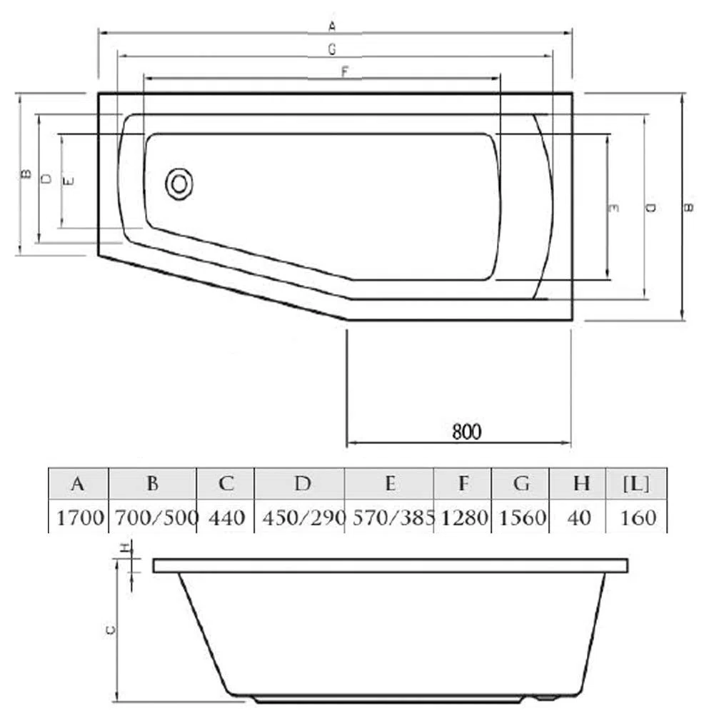 HAK Vasca da bagno MINOU 170x70cm Bianco Acrilico Libera installazione Rettangolare Moderno Laccato