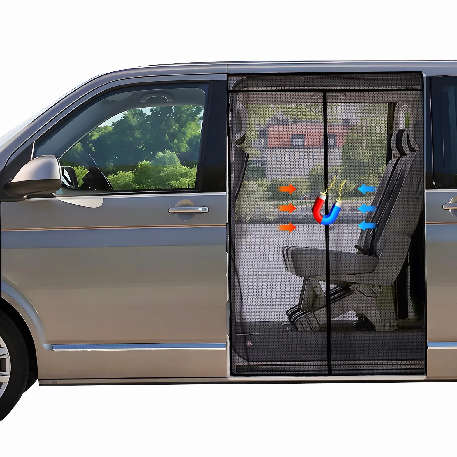 ZATOOTO Zanzariera Magnetica Compatibile VW T5 T6 per Porta Scorrevole, Zanzariera Protezione Insetti, Protezione Solare, Rete Ombreggiante Porta Laterale Campeggio