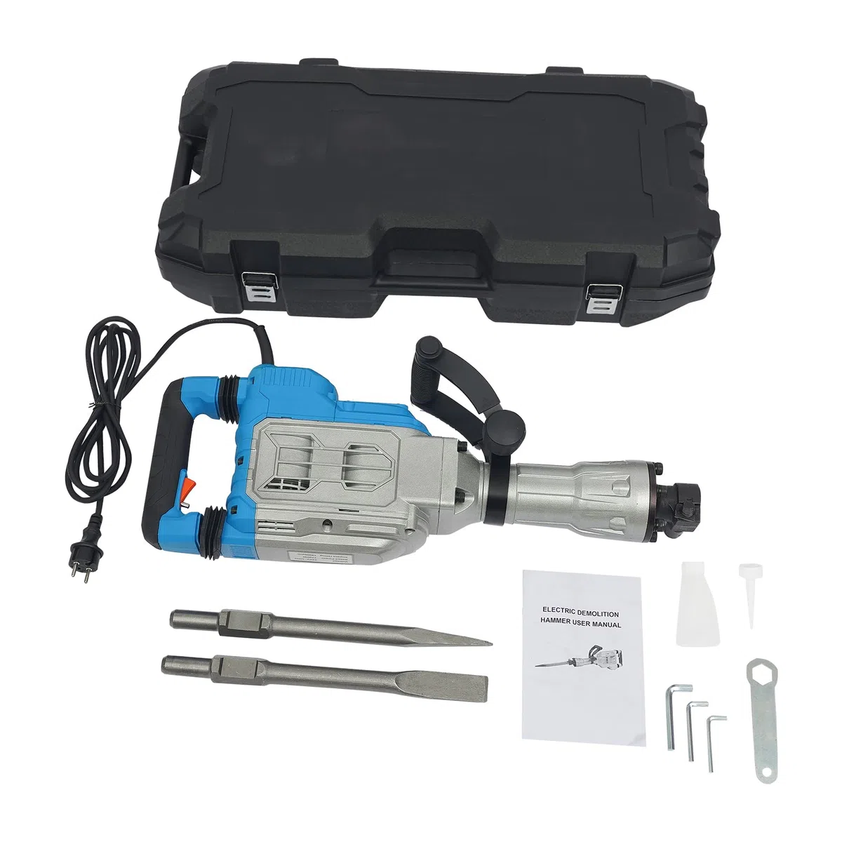 Martello demolitore da 1700W, demolitore per calcestruzzo ad alte prestazioni da 60J, martello demolitore elettrico da 1900BPM martello scalpellatore, scalpelli per martello per calcestruzzo martello