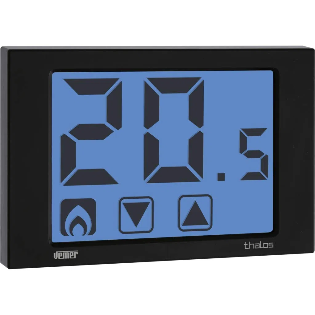 VEMER VE433900 THALOS - Termostato Digitale da Parete, Display Touch Screen, Alimentazione a Batterie, Nero