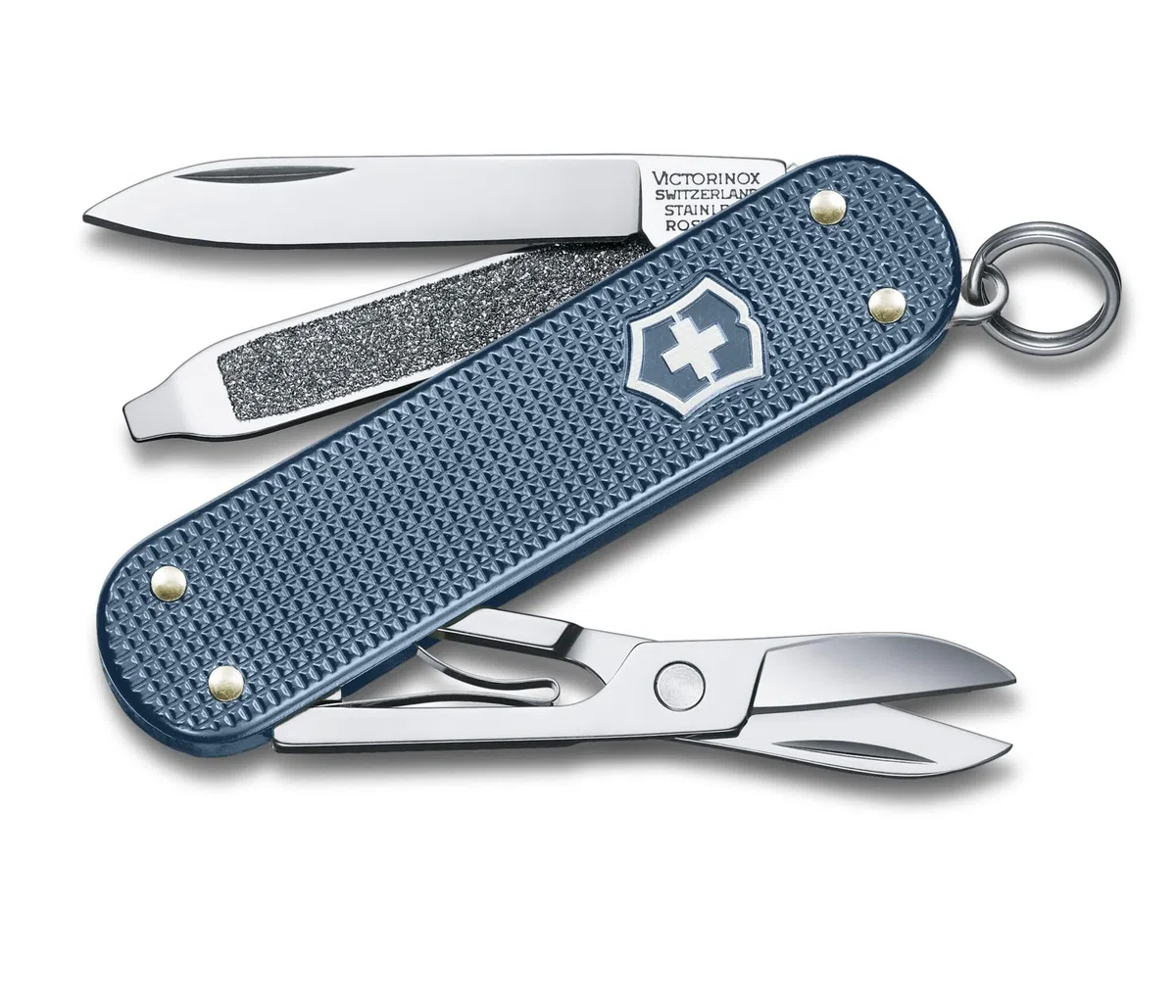 VICTORINOX Multiuso Classic Precious Alox, 5 Funzioni, Made in Switzerland, con Forbici, Cacciavite, Anello Portachiavi, in Scatola Regalo