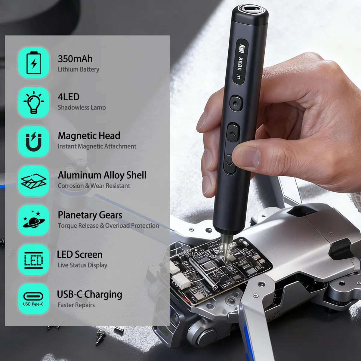 Set di cacciaviti elettrici, 78 in 1, set di cacciaviti elettrici di precisione con 72 punte magnetiche, custodia magnetica, kit di strumenti di riparazione per computer, telefono, laptop ed