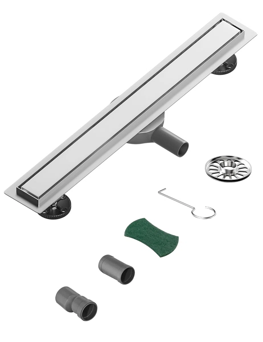 Neodrain Canalina per doccia, 70 cm, in acciaio inox, scarico a 360°, extra piatto, con filtro antiodore e adattatore per il bagno