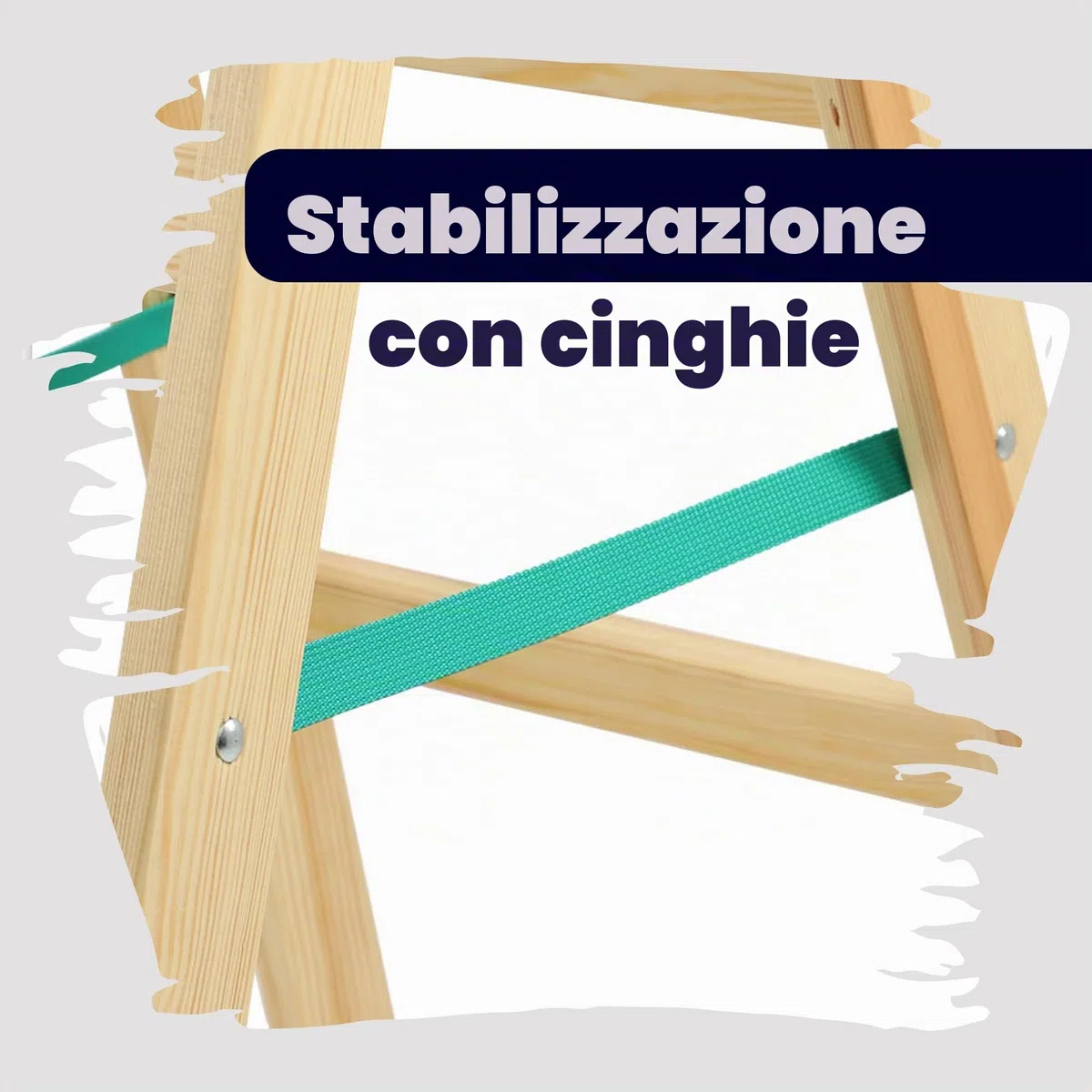 KADAX Scala a Pioli Doppia in Legno di Pino Impregnato, Scaletta Pieghevole con Gancio in Acciaio e Certificata EN 131, Fino a 150 kg (4 Gradini)