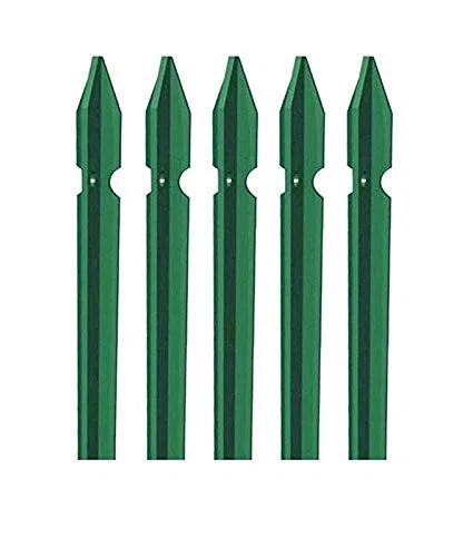 5x PALETTO A T IN FERRO PLASTIFICATO VERDE PALO PER RECINZIONE (250)