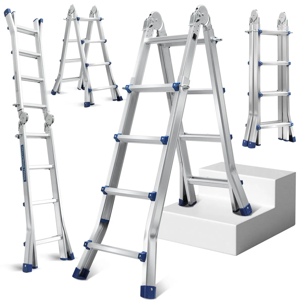 Daromigo Scala telescopica multifunzione, scala 3 in 1, 402 cm, 4 x 4 pioli, scaletta pieghevole, portata massima 150 kg, scala a scorrimento