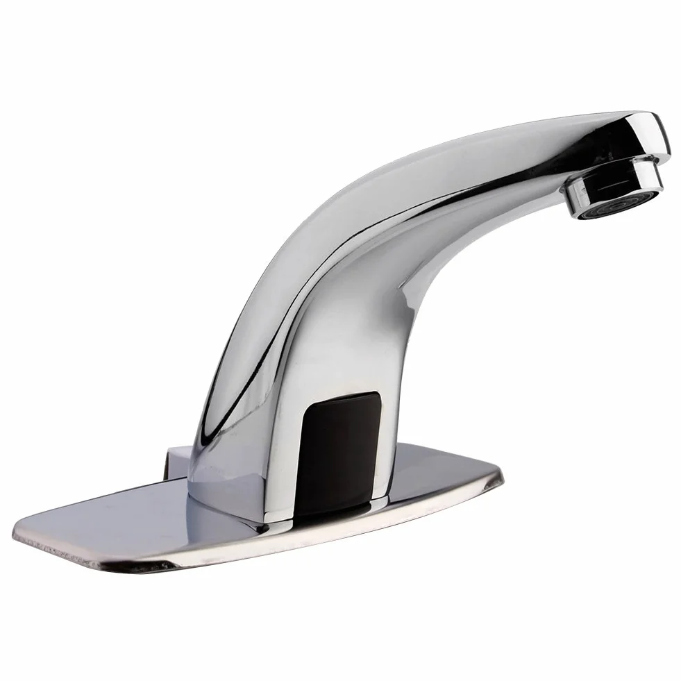 Rubinetto Automatico con Sensore a Infrarossi, miscelatore lavabo intelligente senza con scatola di controllo e valvola miscelatrice per acqua calda e fredda