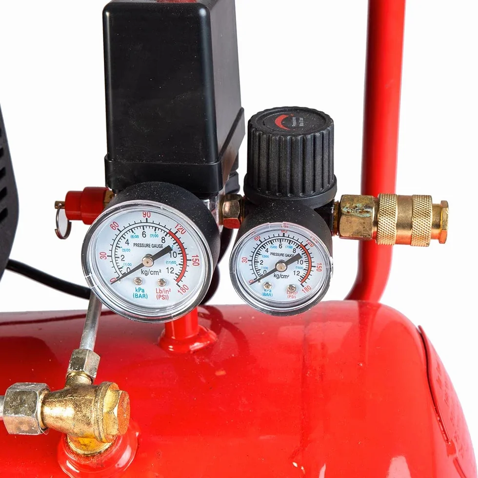 Compressore ad Aria Compressa 50 Litri 15000W 2HP Pressione Massima 8 Bar Doppio Manometro Lubrificato ad olio Compressore Aria Coassiale Portatile Carrellato Kit Accessori incluso