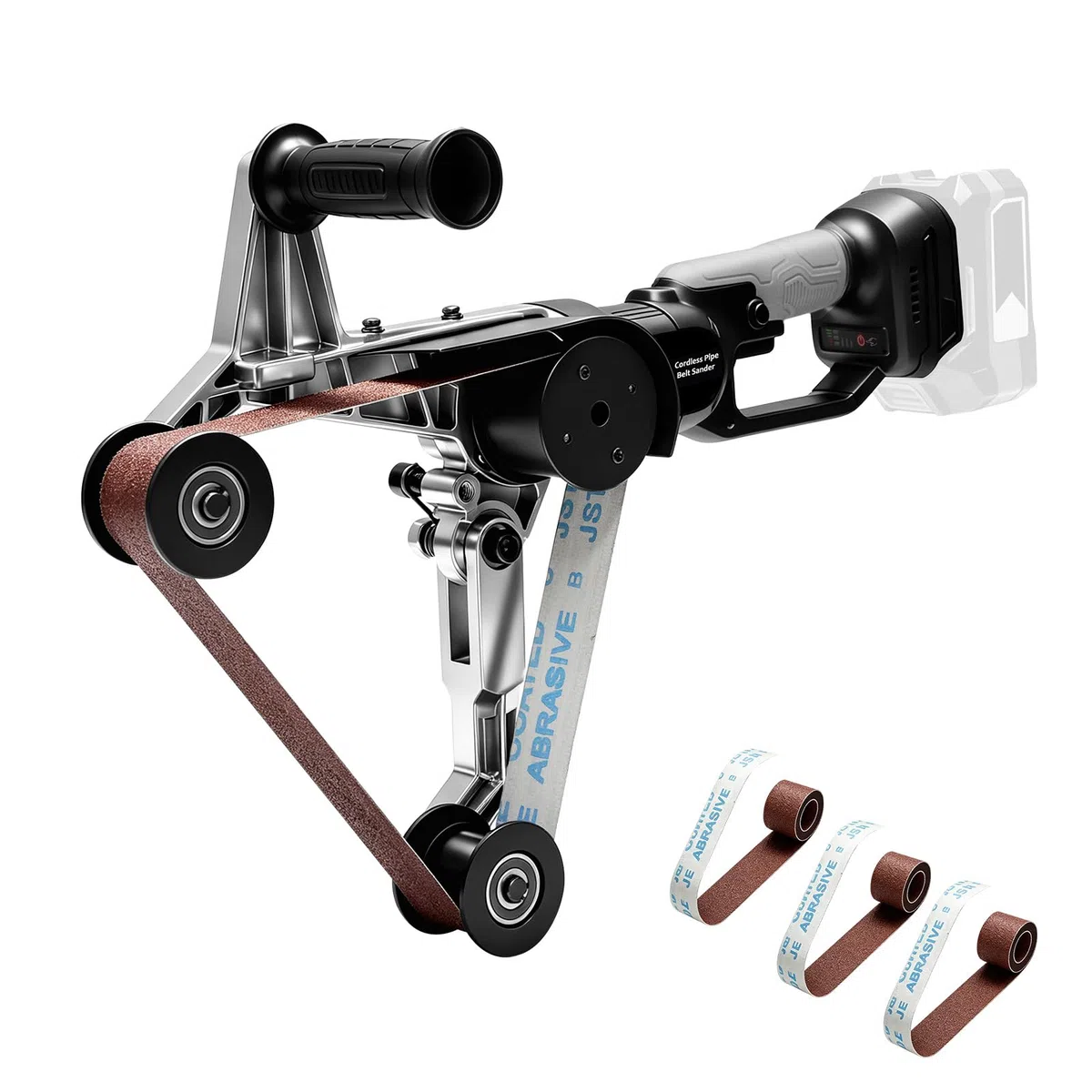 Levigatrice a Nastro per Tubi Compatibile con Makita 18V, Smerigliatrice con Nastro Abrasivo da 760 mm per Levigatura, Lucidatura e Satinatura, con Grane 80/100/120 (Senza Batteria e Caricatore)