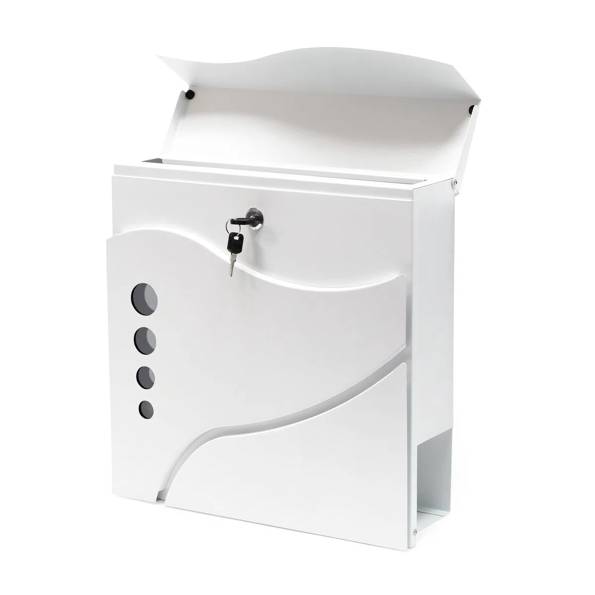 Wiltec Cassetta postale con vano portagiornale V31 bianco 370 x 105 x 370 mm