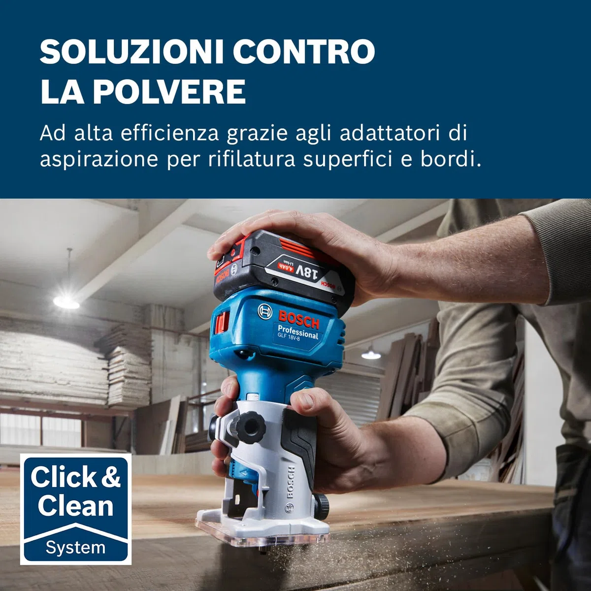 Bosch Professional 18V System Rifilatore a batteria GLF 18V-8 (incl. guida paral., adat. aspir. rifil. sup., adat. aspir. rifil. bordi, guida rullo taglio filo, pinza 8 mm, chiave, senza batt./caric.)