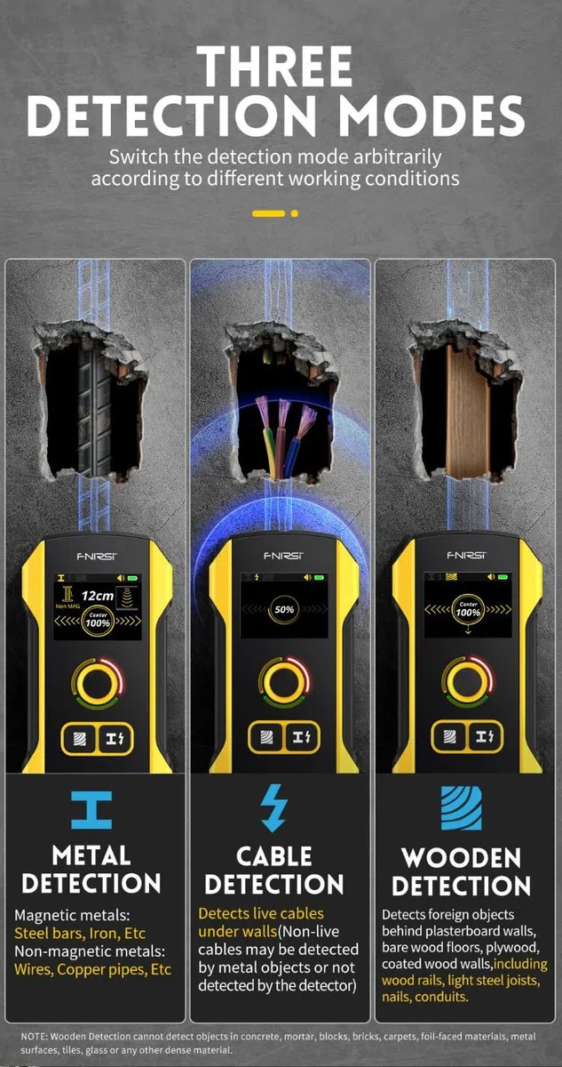 WD-02 Misuratore Dello Spessore Delle Pareti, Display A Colori Ad Alta Definizione Alta Sensibilità Profondità Di Rilevamento Fino A 120 Millimetri Rileva Metalli, Cavi E Pali Di Legno