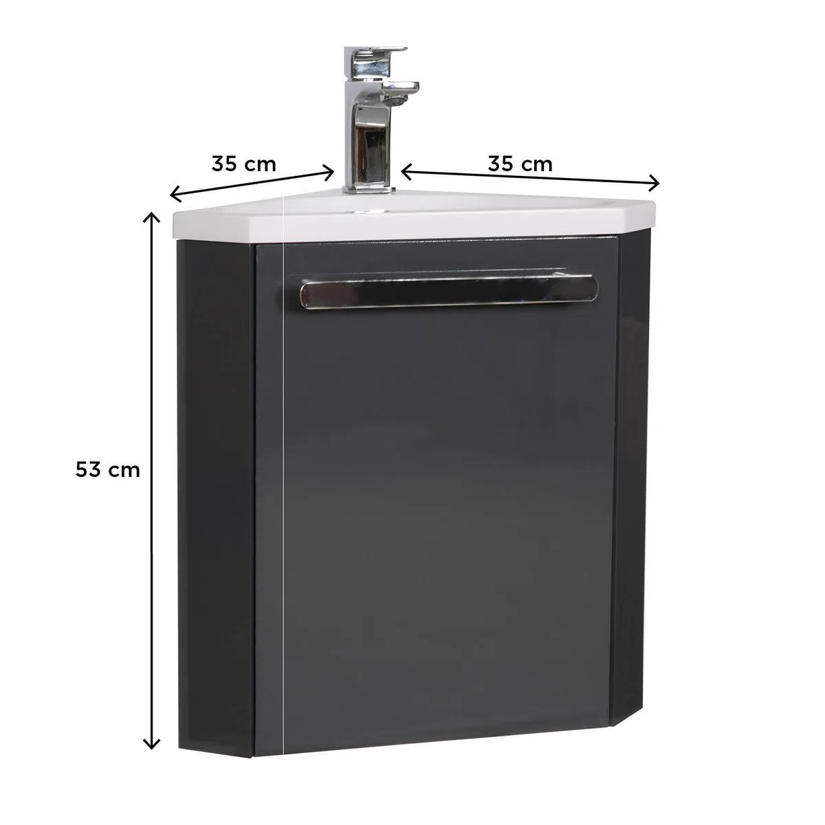 Mob-In - Lavamani angolare SKINO con lavabo in resina L 35 x H 53 x P 35 cm
