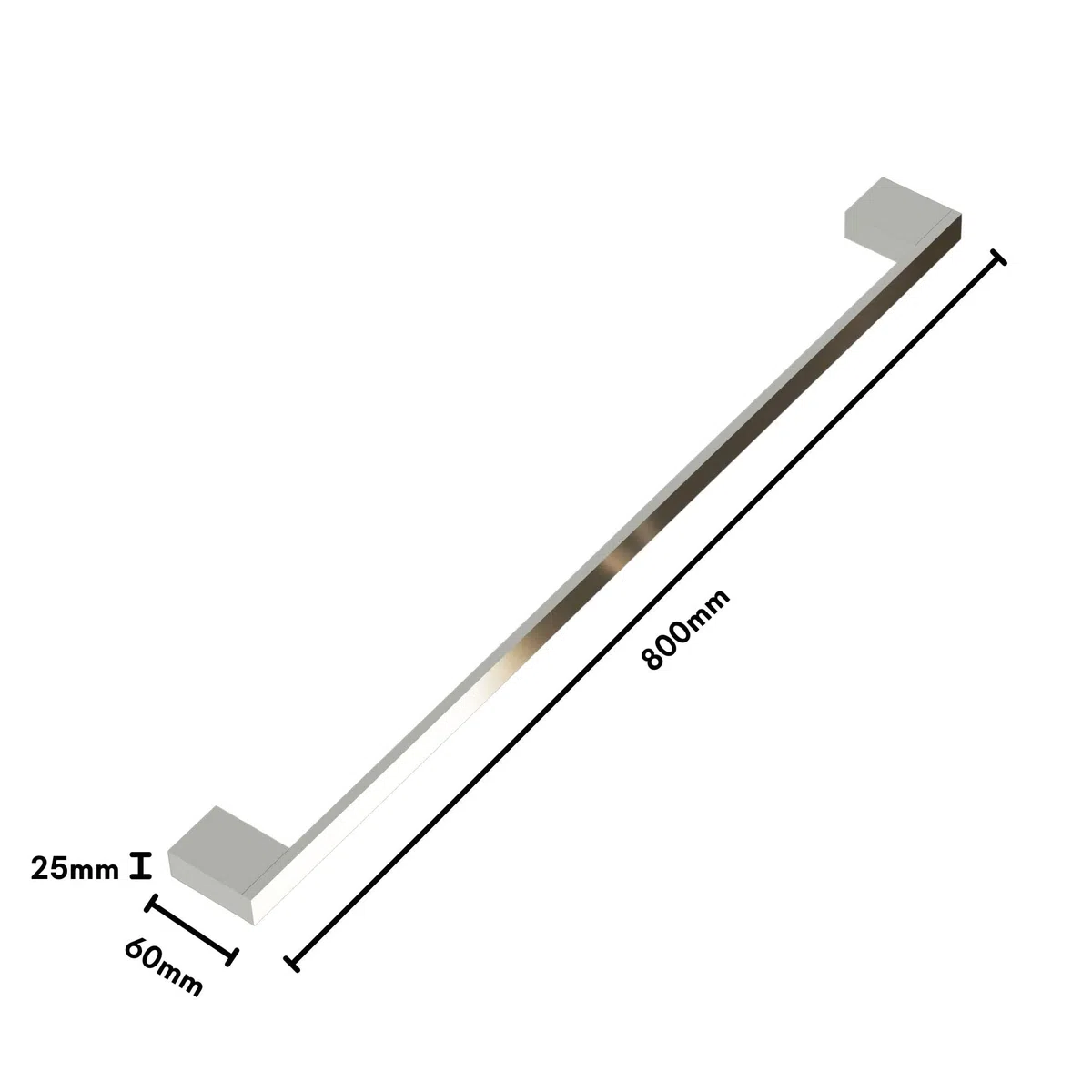 kalb | Portasciugamani Lenn in alluminio extra lungo (80 cm) per parete, doppio fissaggio, bagno e lavabo, nero o cromato, portasciugamani (cromato)