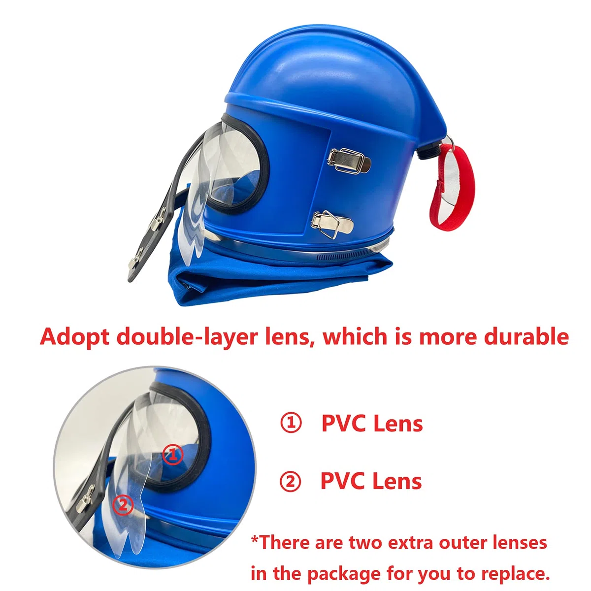 Sandblaster Casco sicuro Air Feed Sandblast Casco con spalla Protettiva Sand Blast Hood Protector per sabbiatura Dotato di un termostato Sandblaster