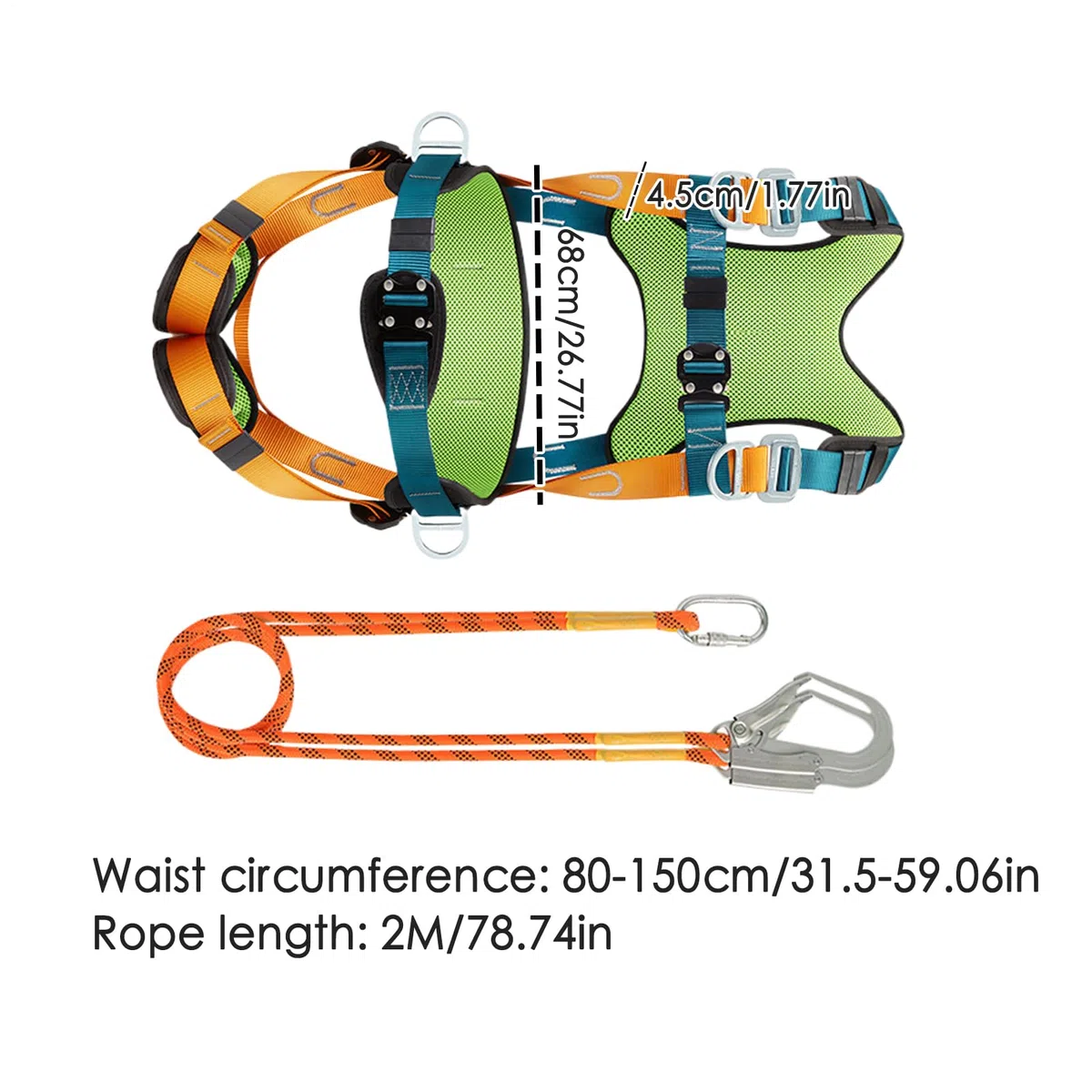 Generico Imbracatura Anticaduta | Kit di Sicurezza per Tetti con Cintura Corpo e Imbracatura - Cintura con Imbragatura Completa Comoda e Gancio Rapido per Arrampicata Escursionismo e Sport Esterni