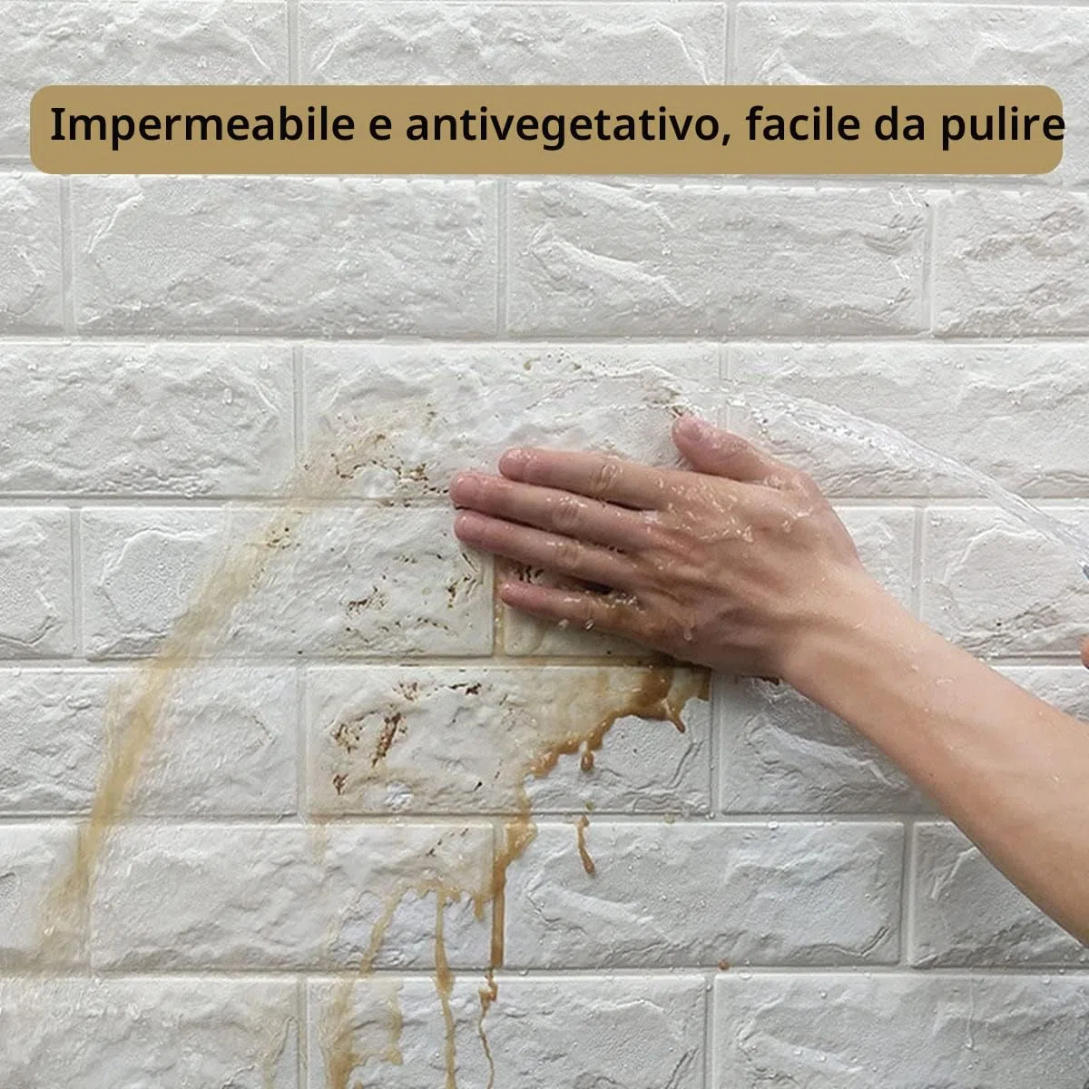 Pannelli Murali 3D Autoadesivi 70 cm x 20 M - Mattoni Effetto Pietra, Mattoni Adesivi Murali Impermeabili, Carta da Parati per Cucina, Camera da Letto, Soggiorno, Sfondo TV