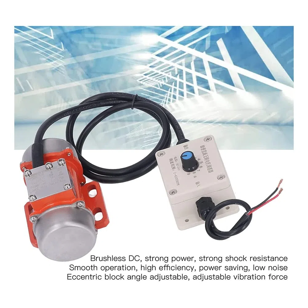 Vibratore per calcestruzzo 30W, motore vibrante elettrico 4000RPM regolatore di velocità e forza emozionante regolabile DC 24V