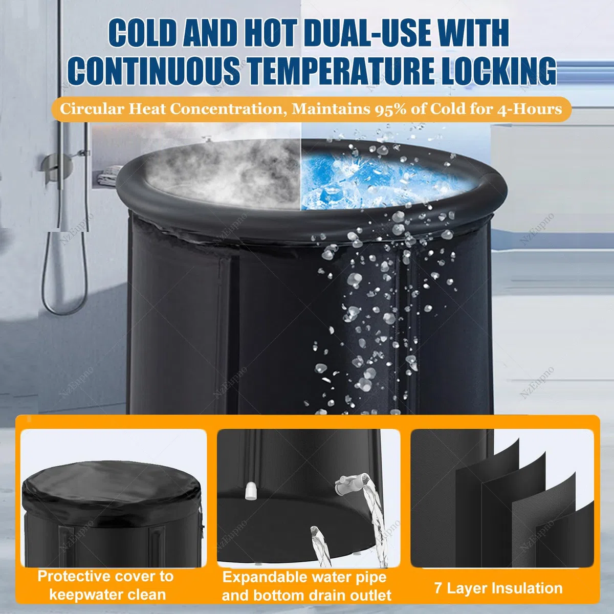 Kit Per Vasca Da Bagno Ghiacciata E Refrigeratore A Immersione, Refrigeratore Per Vasca Da Bagno Ghiacciata Con Filtro E Pompa, Ice Pod Cold Plunge, Refrigeratore Ad Acqua Per Terapia Del Freddo