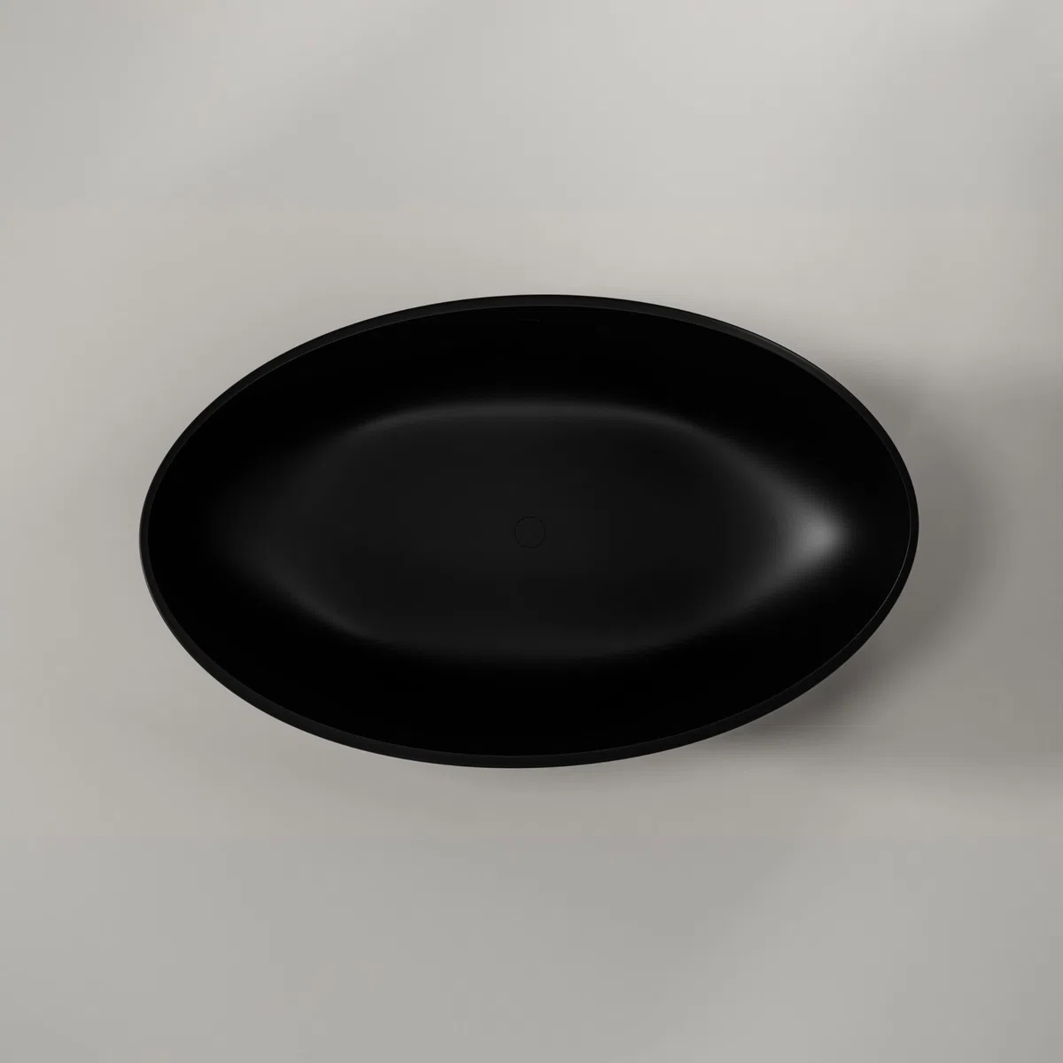 Vasca da bagno freestanding in Solid Stone, 'WAVE' nero opaco 180x110cm