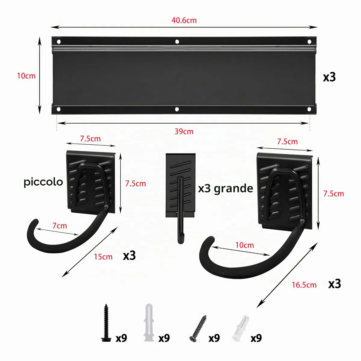 Mimoke Supporto da parete per bicicletta verticale, regolabile, per bicicletta elettrica, mountain bike e bici da strada, supporto da parete per biciclette e ganci per casco (per 6 biciclette)