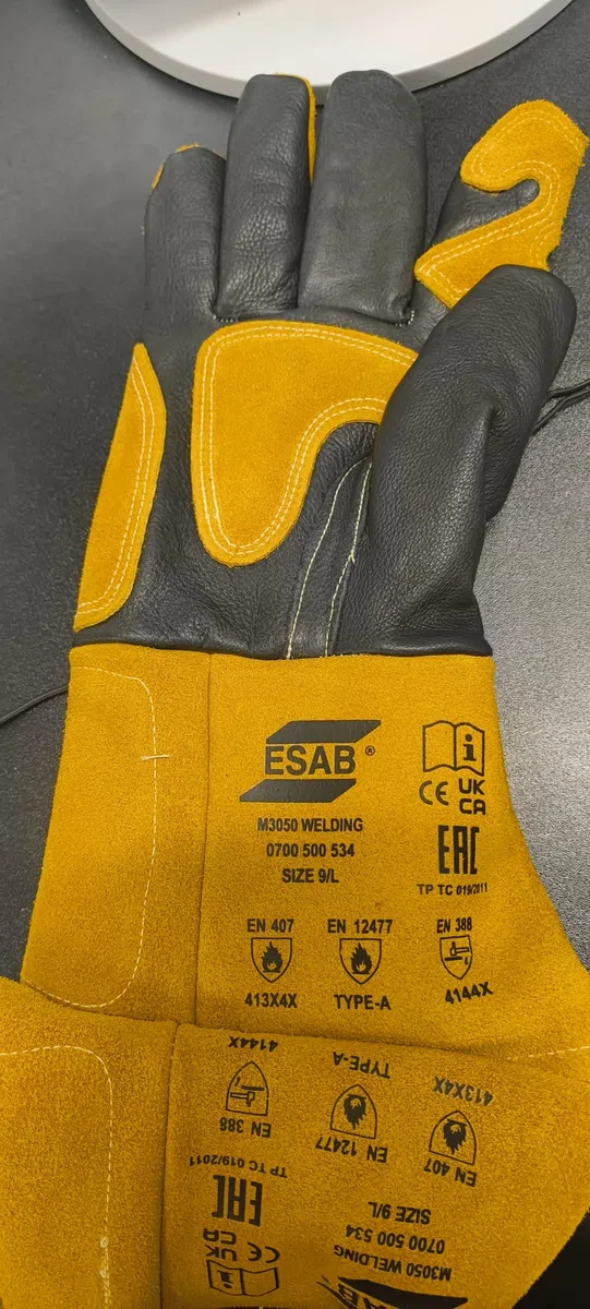 ESAB M3050 - Guanti in pelle resistenti al calore per MIG TIG MMA MMA - resistenti con cuciture in kevlar, taglie M/L/XL/XXL (L(9))