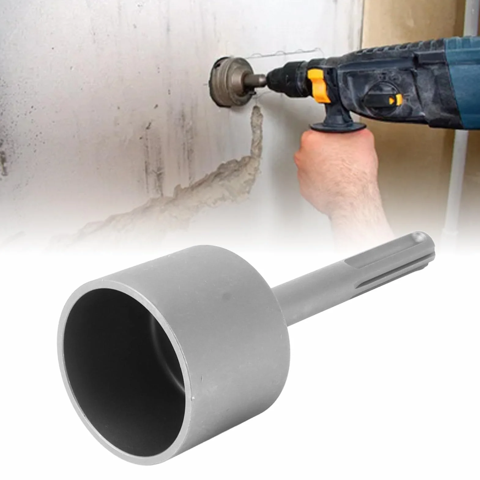 GLOGLOW T Post Driver, SDS Shank T Post Driver Attachment 5 Pits Shank Steel Recinzione Post Driver per Guidare Aste di Terra (65mm)
