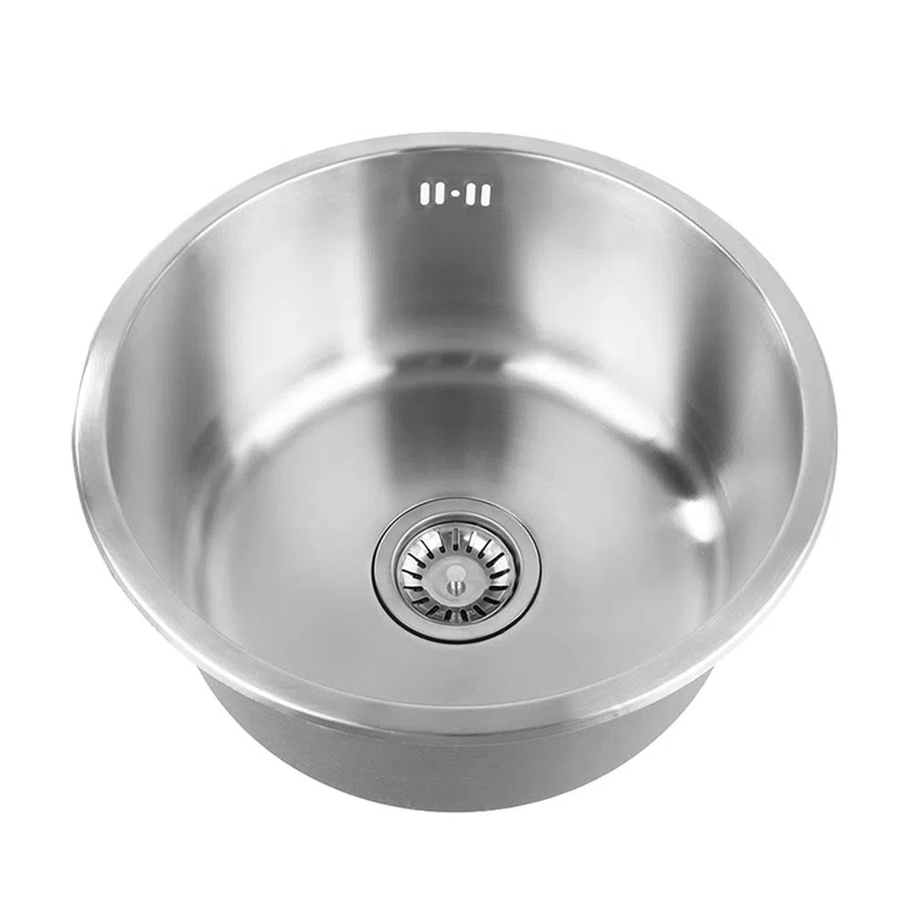 Piccolo lavello da cucina, vasca singola in acciaio inox, per camper, per installazione da incasso e scolapiatti reversibile da incasso (41 x 41 x 20 cm)
