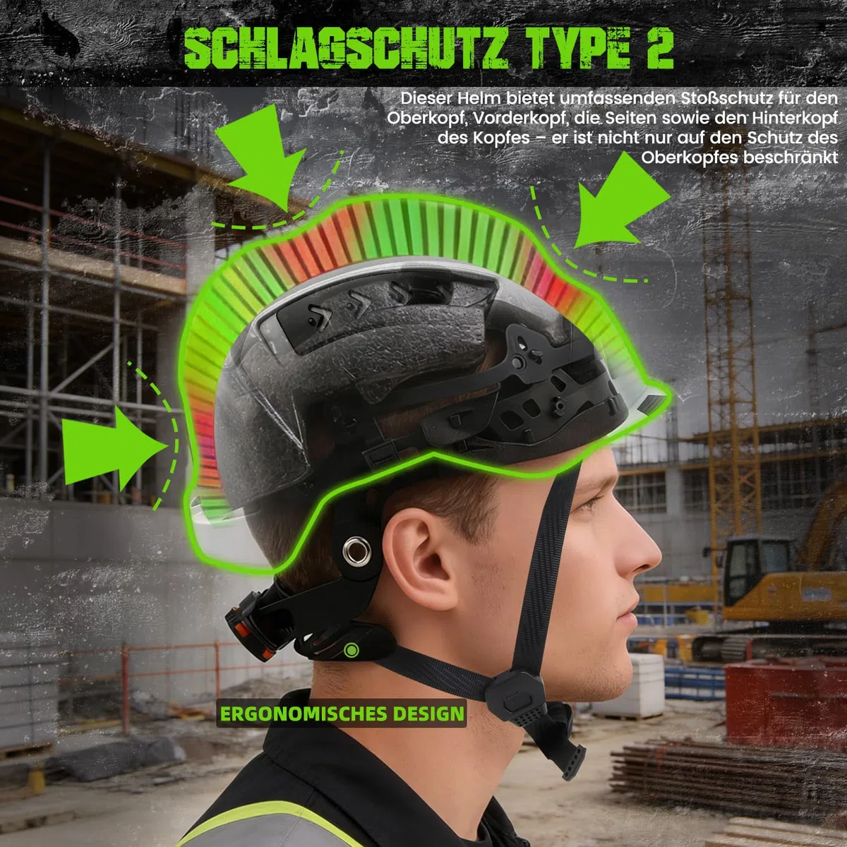 GREEN DEVIL Voltek Vent Air, casco industriale per adulti, con certificazione EN12492, resistenza agli urti e alla penetrazione EN397, test con protezione multipla su tutti i lati