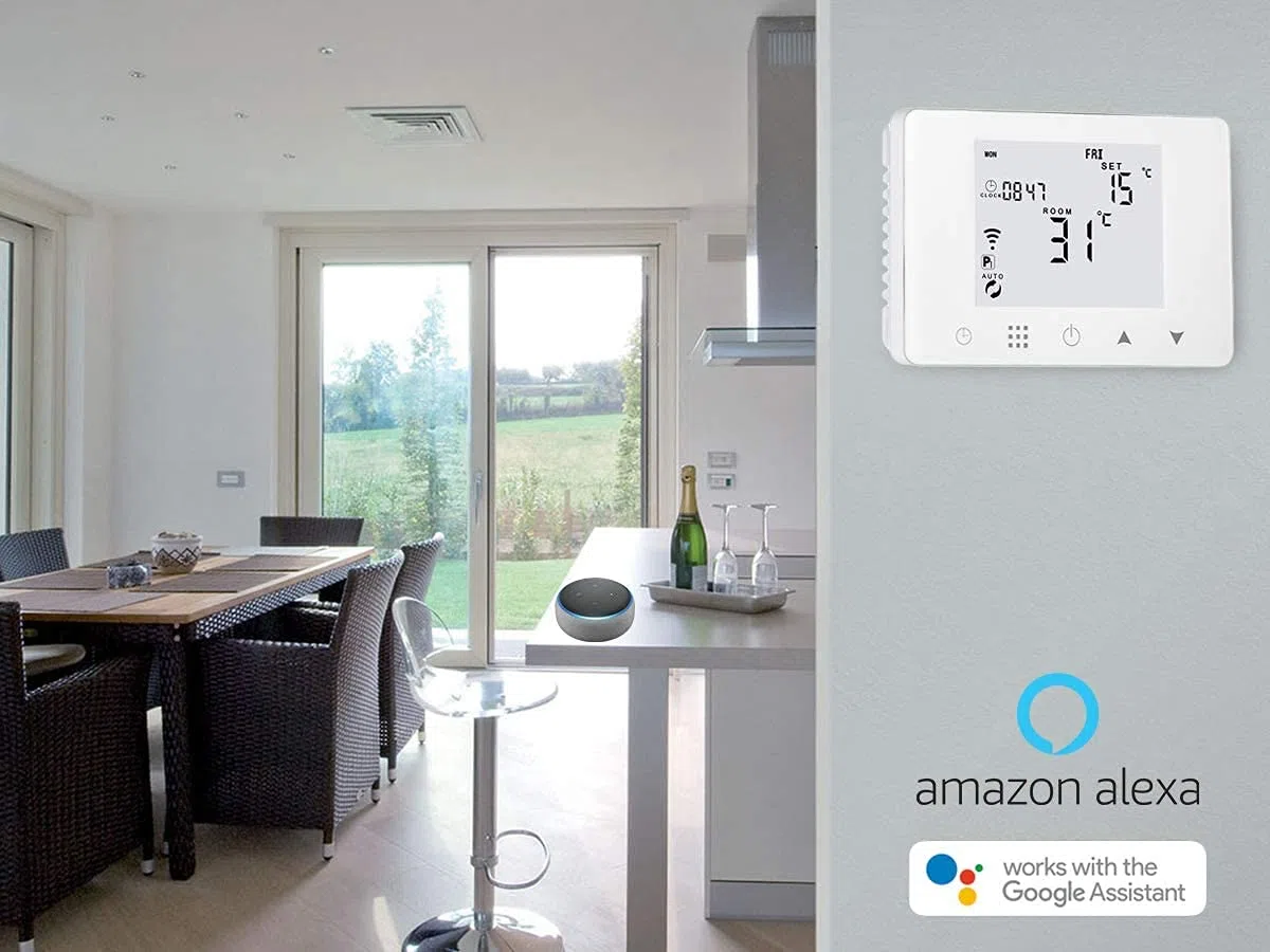 Cronotermostato digitale wi-fi da parete o per cassetta 503 alexa google ios android crono termostato programmabile per caldaia a gas 220v Bianco