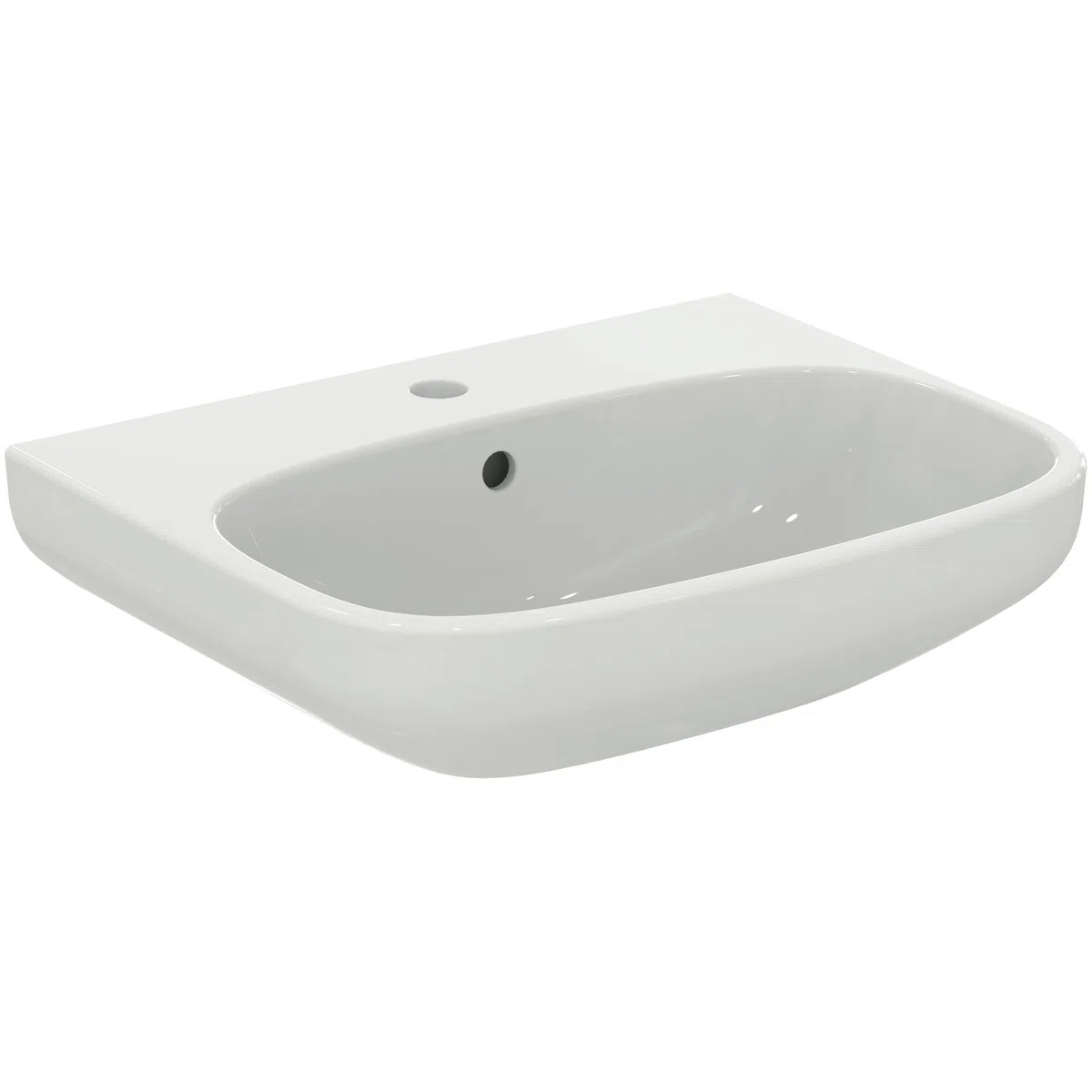 Ideal Standard - i.life A, Lavabo da 55cm, Lavandino bagno con foro rubinetteria e troppopieno, E-packaging dedicato al trasporto di ceramica, Bianco