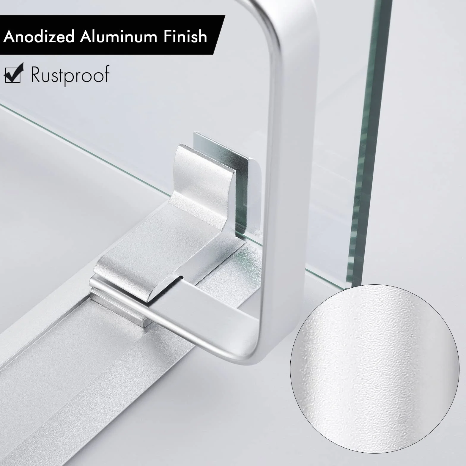 KES Mensola da Bagno Alluminio Mensole Doccia Parete 2 Ripiani 8 mm vetro temperato extra spesso rettangolare Argento, A4126B