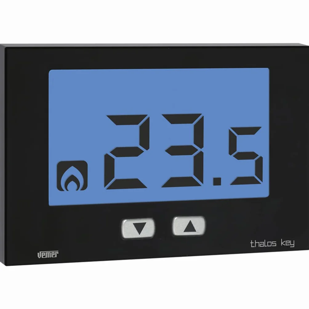 VEMER VE719100 THALOS KEY - Termostato Elettronico da Parete per Caldaia, Alimentazione a Batterie, Nero