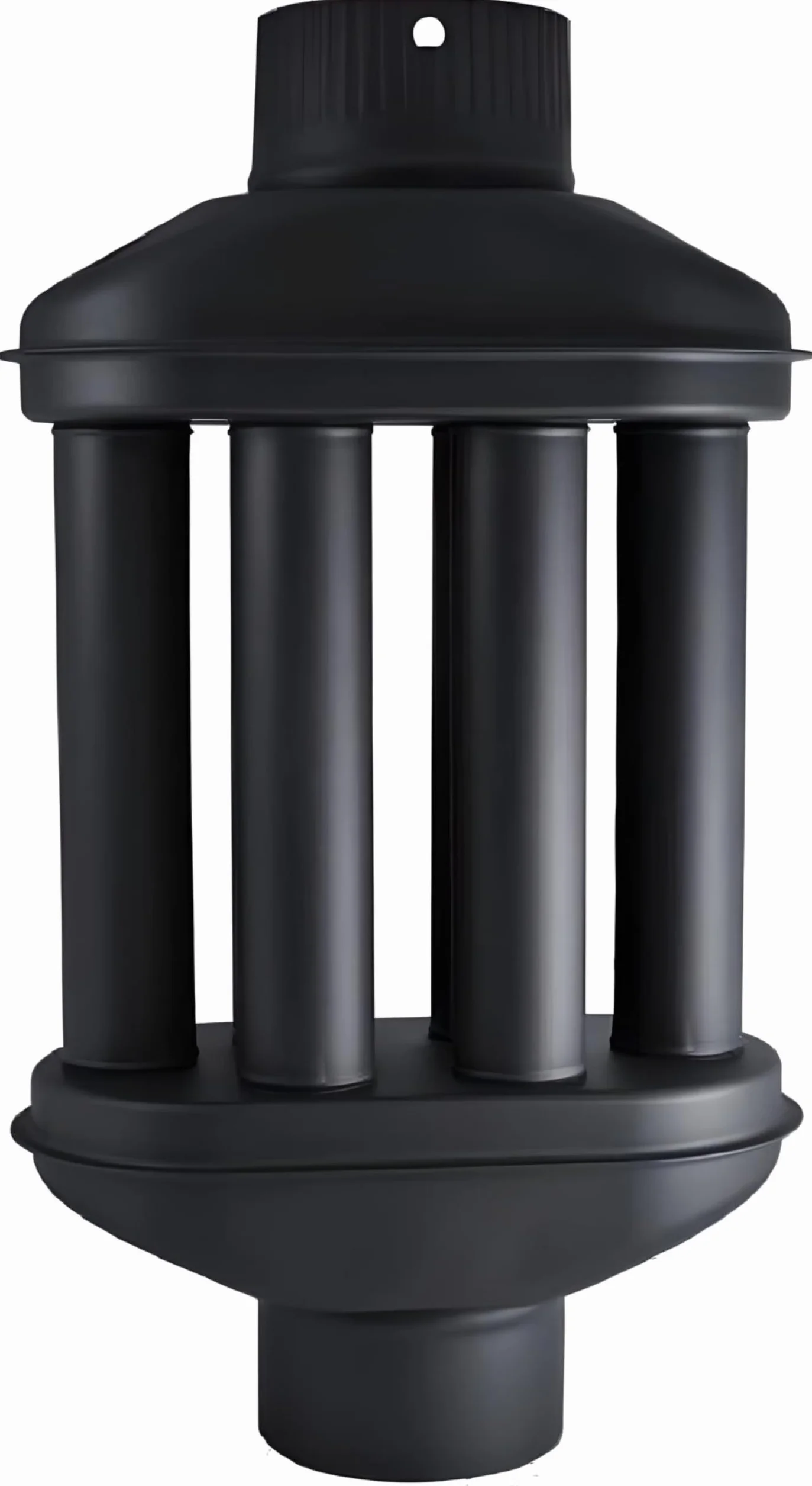 UZMAN Scambiatore di calore per camino / scambiatore di aria calda, camino per gas di scarico, scambiatore di gas di scarico nero, diametro 130 mm, 6 tubi con smorzatore