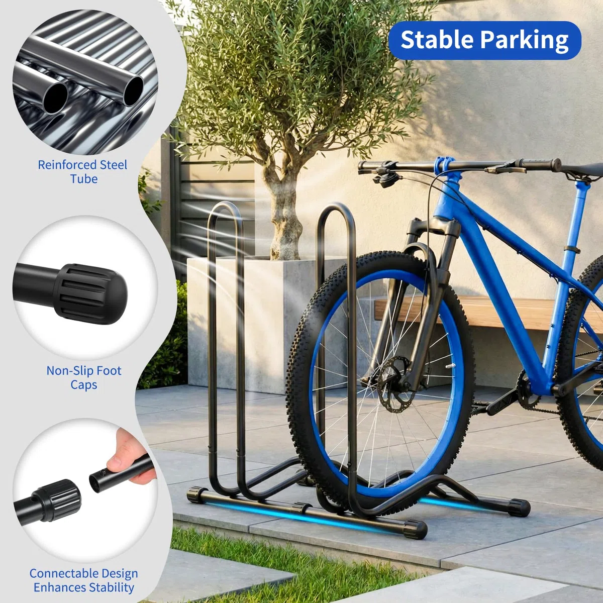 TLGREEN 4 supporti per bicicletta, rimovibili, per bicicletta, larghezza pneumatici fino a 80 mm, 20 – 28 pollici, supporto per bicicletta posteriore, per mountain bike, bici da corsa, MTB, stabile