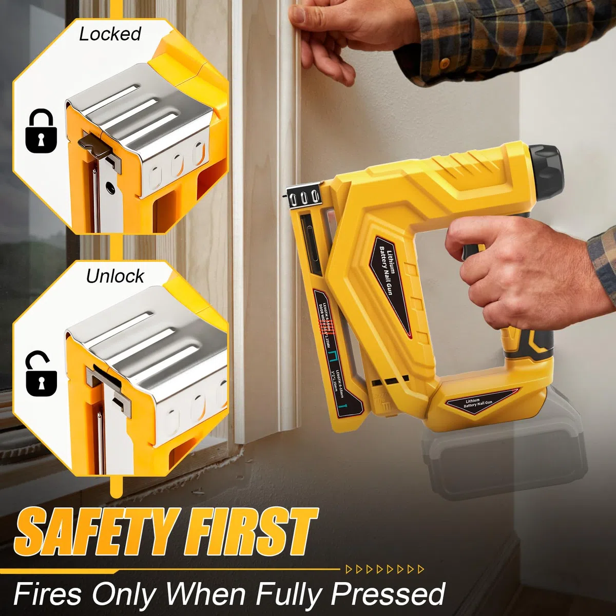 Roadtime Chiodatrice a batteria per batterie DeWalt da 20 V (senza batteria), 18 GA e pistola per unghie tipo 140, pistola senza spazzole max. 150 colpi/min, con 1000 chiodi e 1000 graffette, per fai