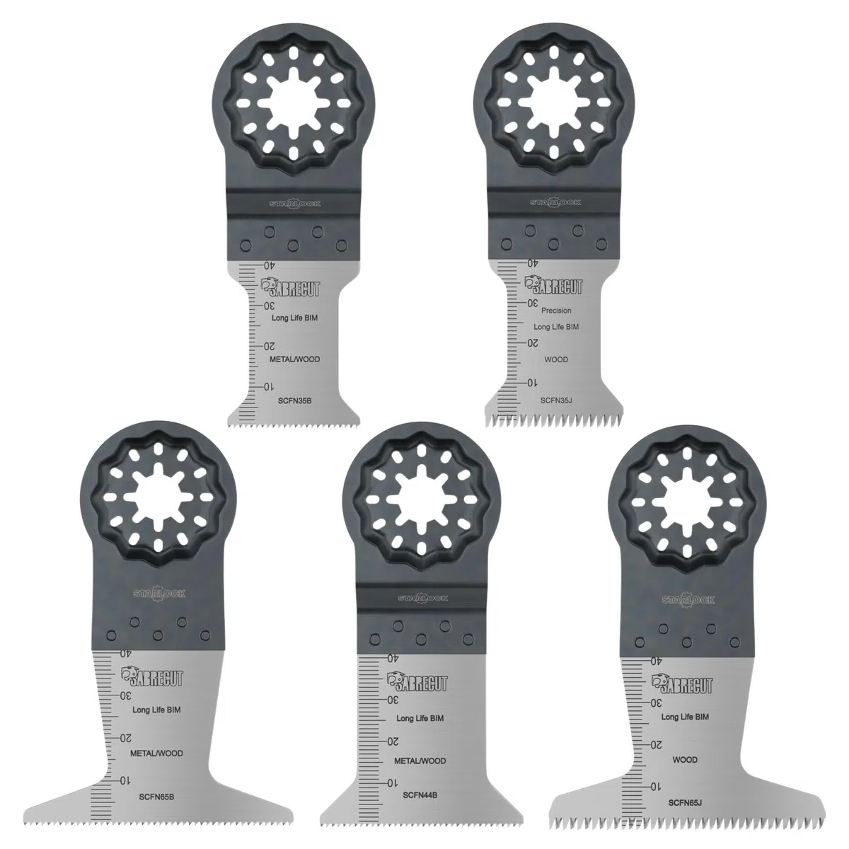 5 x SabreCut SCFNK5 Mix Bimetal (BIM) lame multiutensile a lunga durata compatibili con il sistema di montaggio multiutensile Bosch Fein Starlock/Starlock Plus e Starlock Max e accessori