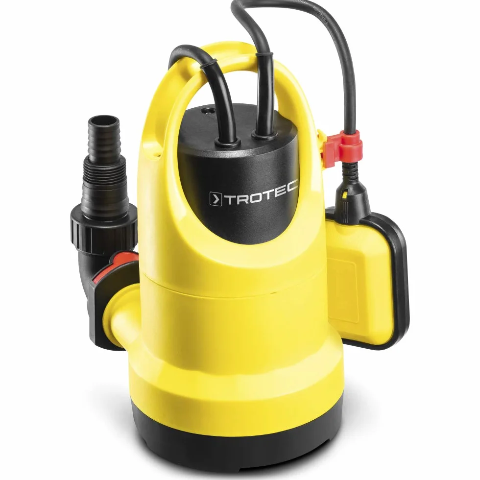 TROTEC Pompa sommersa TWP 4006 E – Pompa per acque Chiare – Portata 7300 l/h, profondità di Immersione Max 7 m, Dispositivo antiriflusso, IP8X