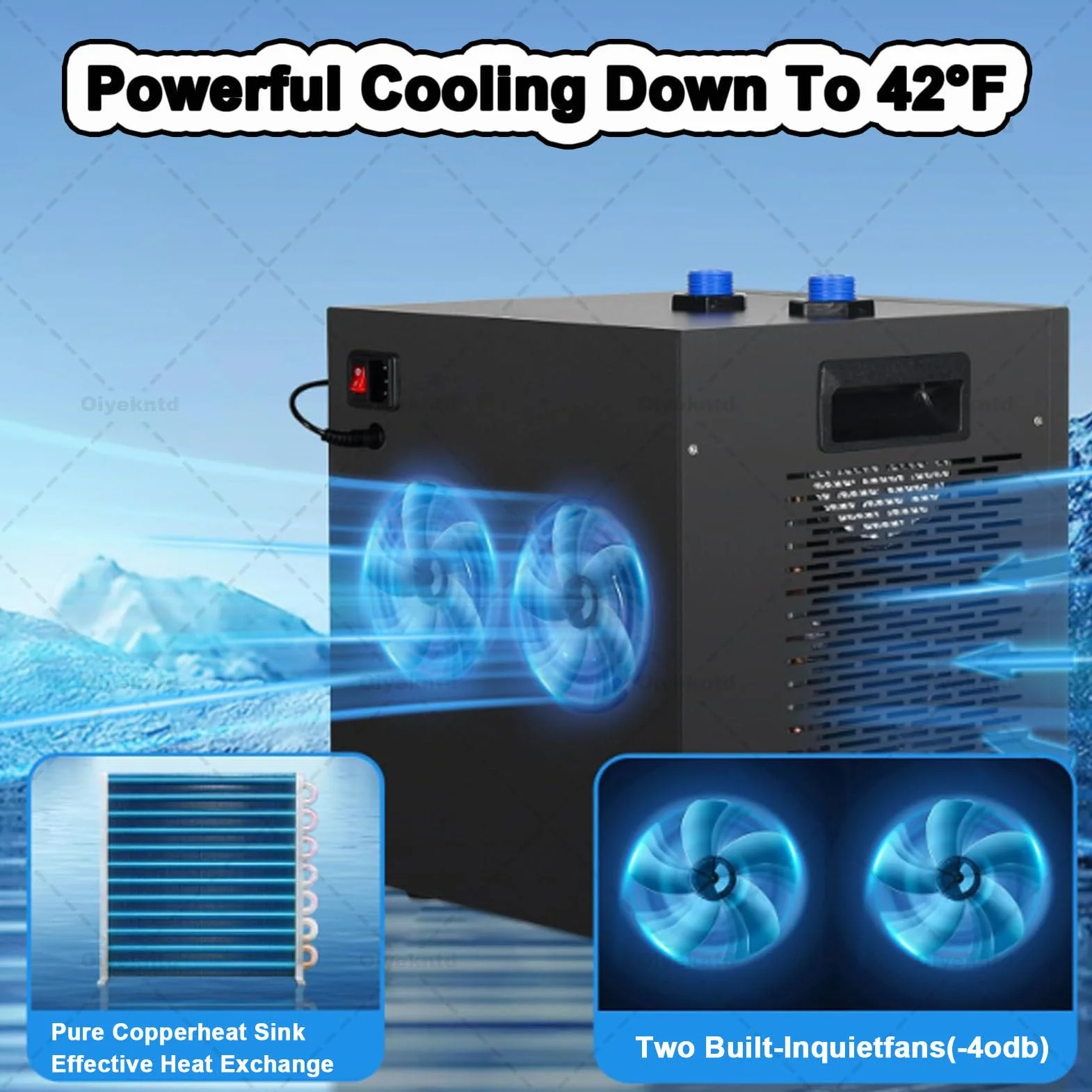 Refrigeratore d'acqua per vasche idromassaggio fredde, refrigeratore d'acqua per vasche idromassaggio fredde con 2 pompe, filtro esterno e telecomando, unità di raffreddamento d'acqua per vasche