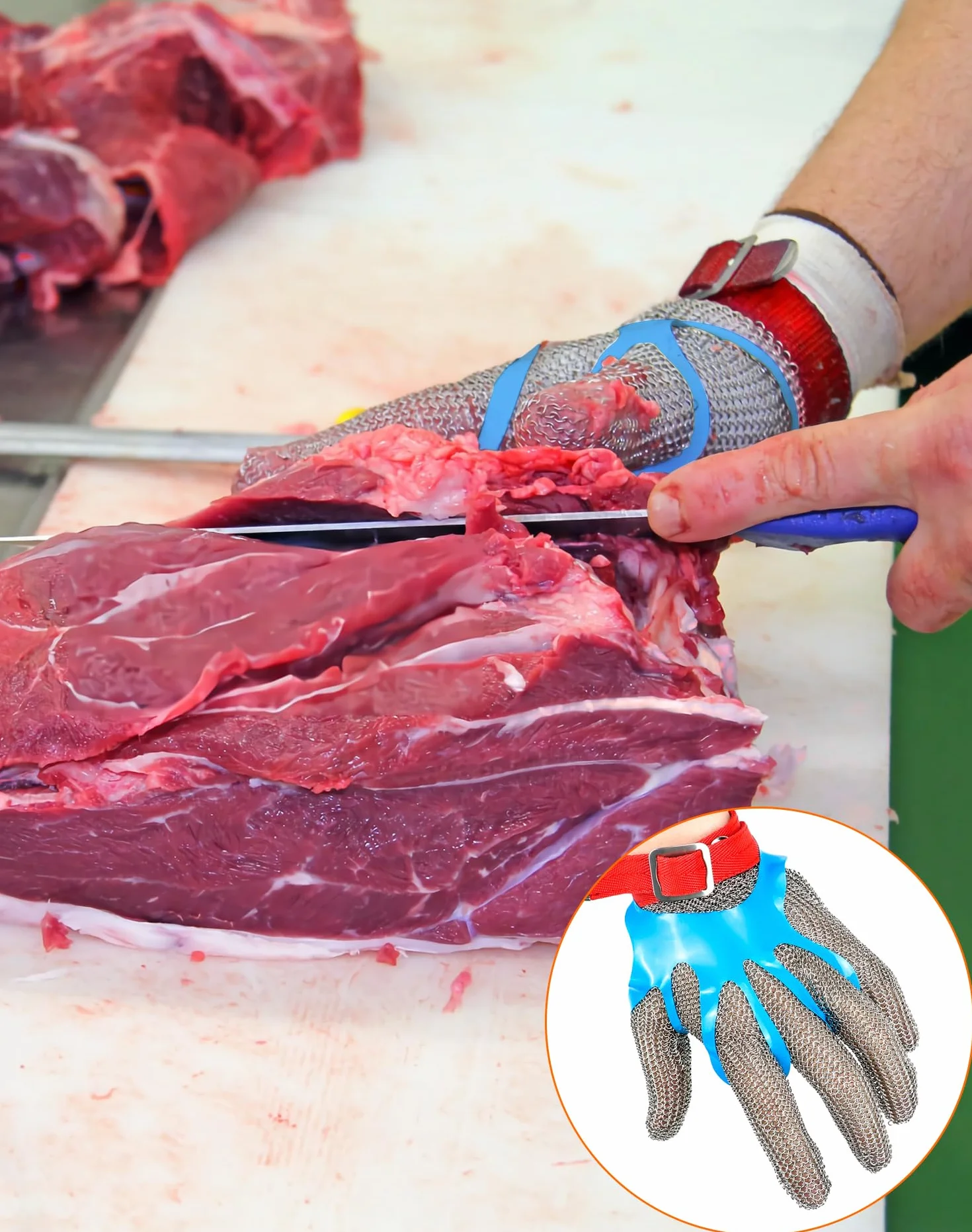 QWORK® Guanti Antitaglio - Protezione di Livello 5 - Acciaio inossidabile 316L - Guanti da Lavoro Alte Prestazioni per Cucina, Giardino e Falegnameria (M, 1 Pezzo)