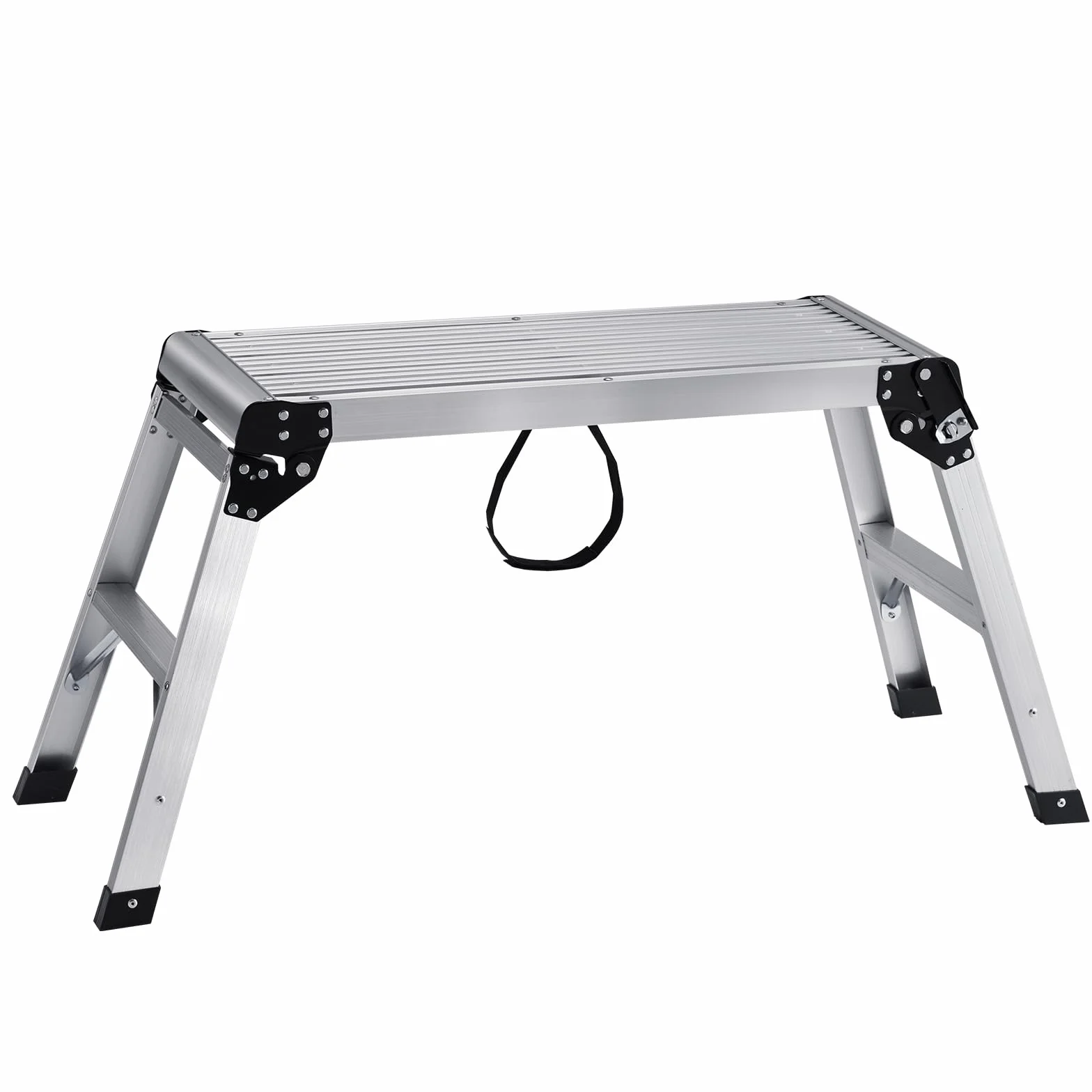 VEVOR Piattaforma da Lavoro in Alluminio Pieghevole Portatile Carico Max. 150 kg Uso Interno Esterno,Sgabello da Lavoro Basso in Alluminio Pieghevole 50,8 x 76 x 30 cm, Argento