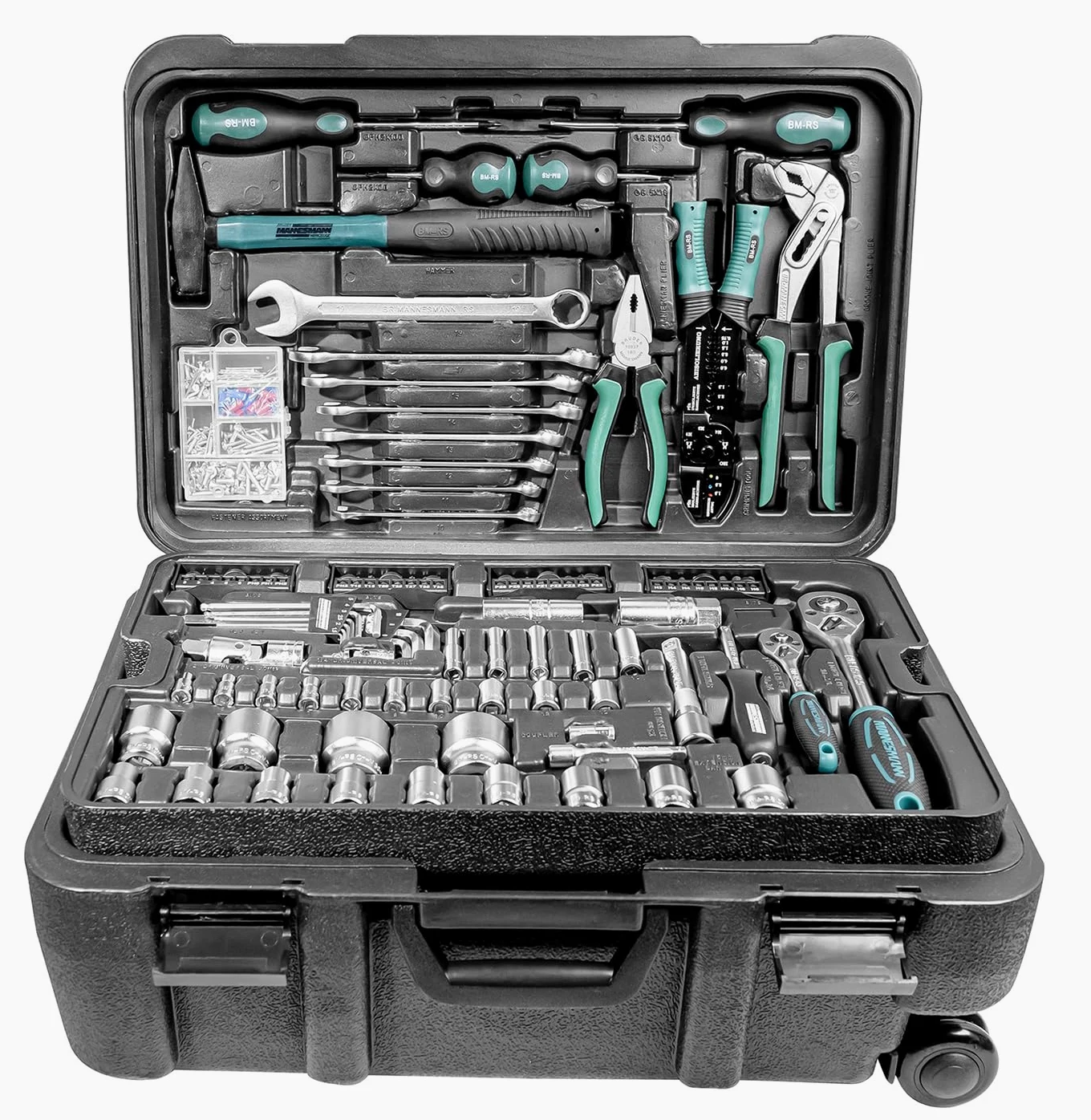 Mannesmann - M29070 – Valigetta porta attrezzi con ruote, 122 pz.