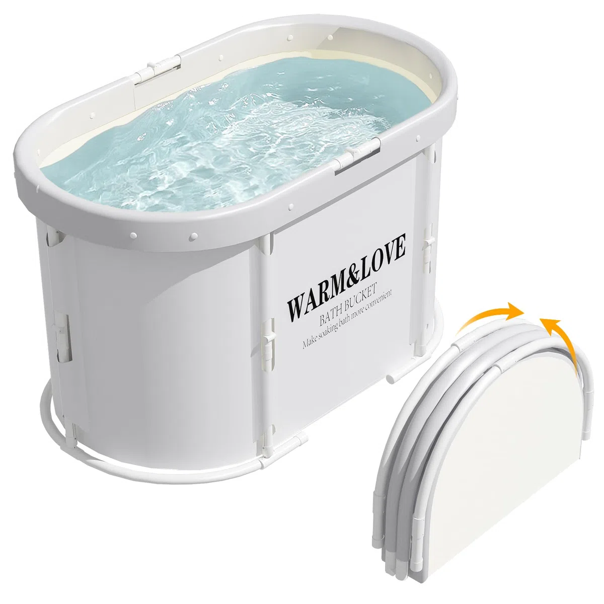 Vasca da bagno pieghevole per doccia, vasca da bagno autoportante per bagno caldo e bagno di ghiaccio, vasca portatile per adulti e bambini (grayish white)