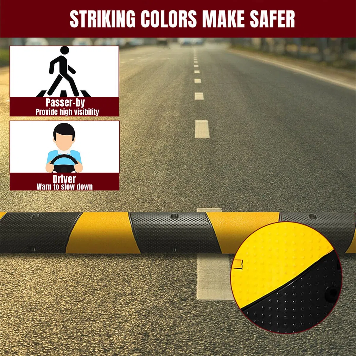Nisorpa Gobbe di velocità in gomma da 101,6 cm con 4 bulloni Protezione per cavo vialetto a 2 canali Rampa Modulare Speed Bump per vialetto Parcheggio Garage Capacità di carico 100 kg, 100 × 30 × 6 cm