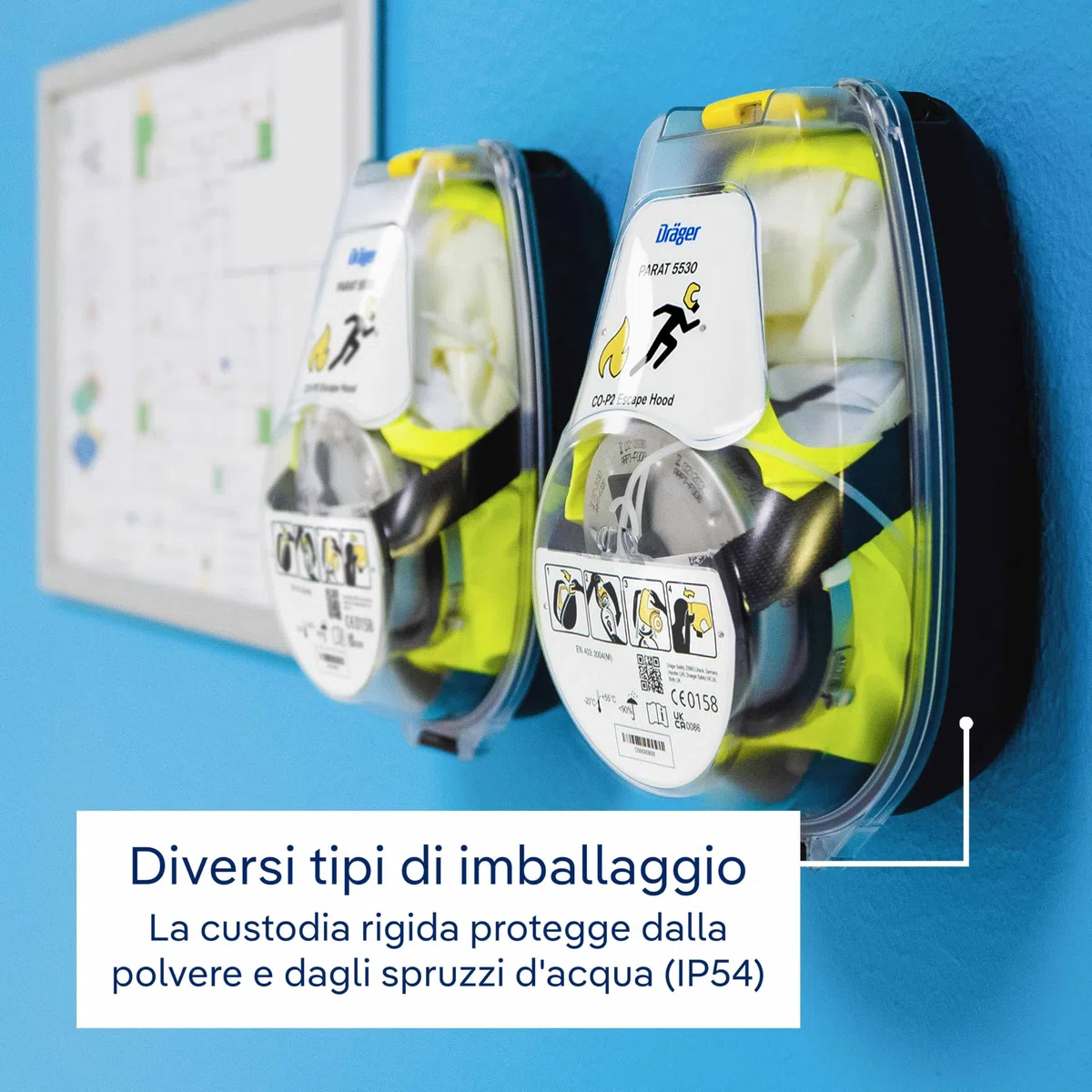 Dräger Parat 5530 cappuccio di emergenza in un robusto Hard Case | Efficace cappuccio di salvataggio per la protezione contro i gas tossici, il monossido di carbonio (CO)
