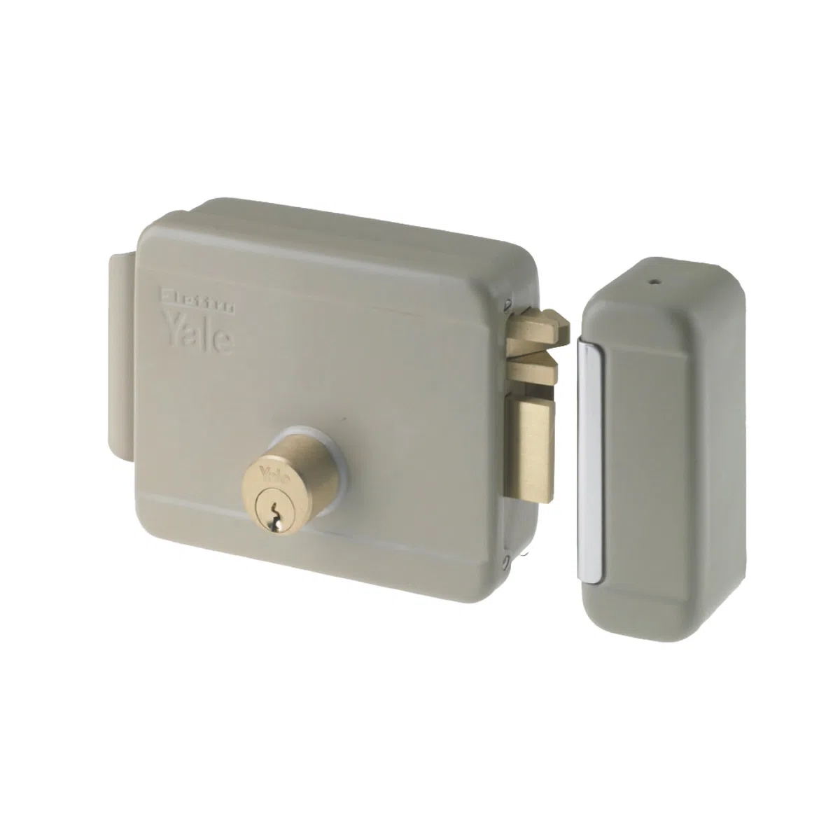 Yale Serratura elettrica da applicare per cancelli Y6800070105 mano destra, acciaio verniciato, basso voltaggio, entrata 70 mm