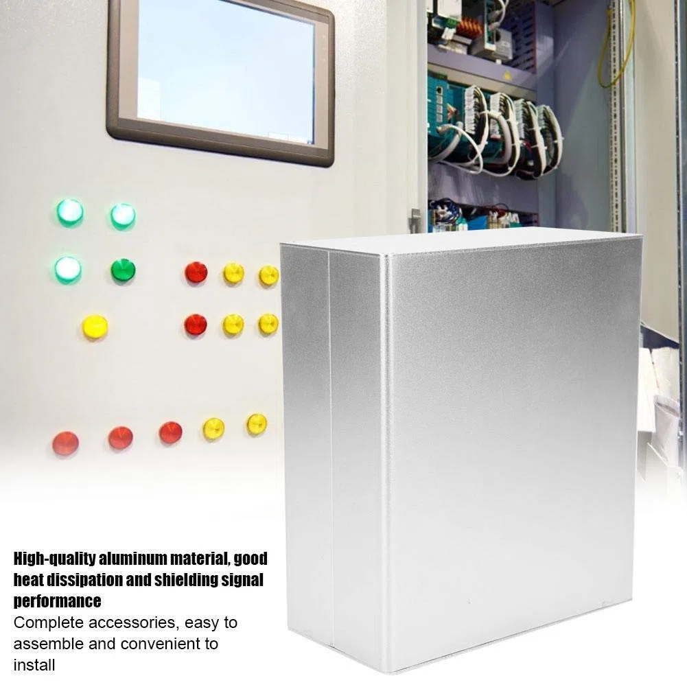 Scatola di progetto in alluminio, custodia elettronica fai-da-te di tipo diviso argento opaco 80x160x180mm, rivestimento elettronico opaco