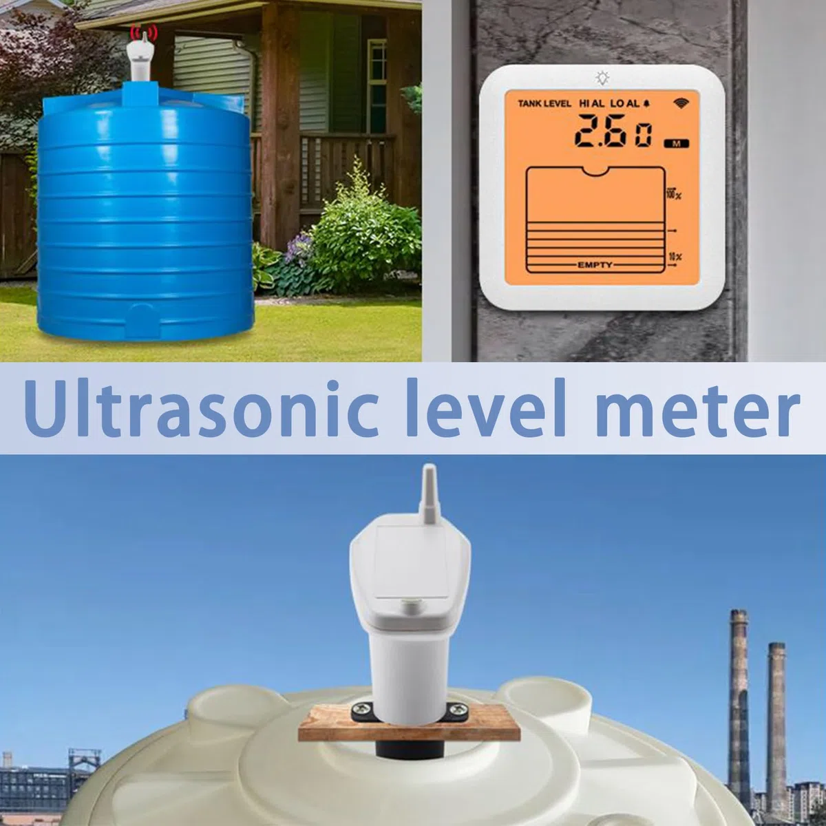 Sensore Livello Acqua, Misuratore Profondità Pozzo Ultrasuoni, Display Digitale Misuratore Capacità Serbatoi Utilizzo Domestico