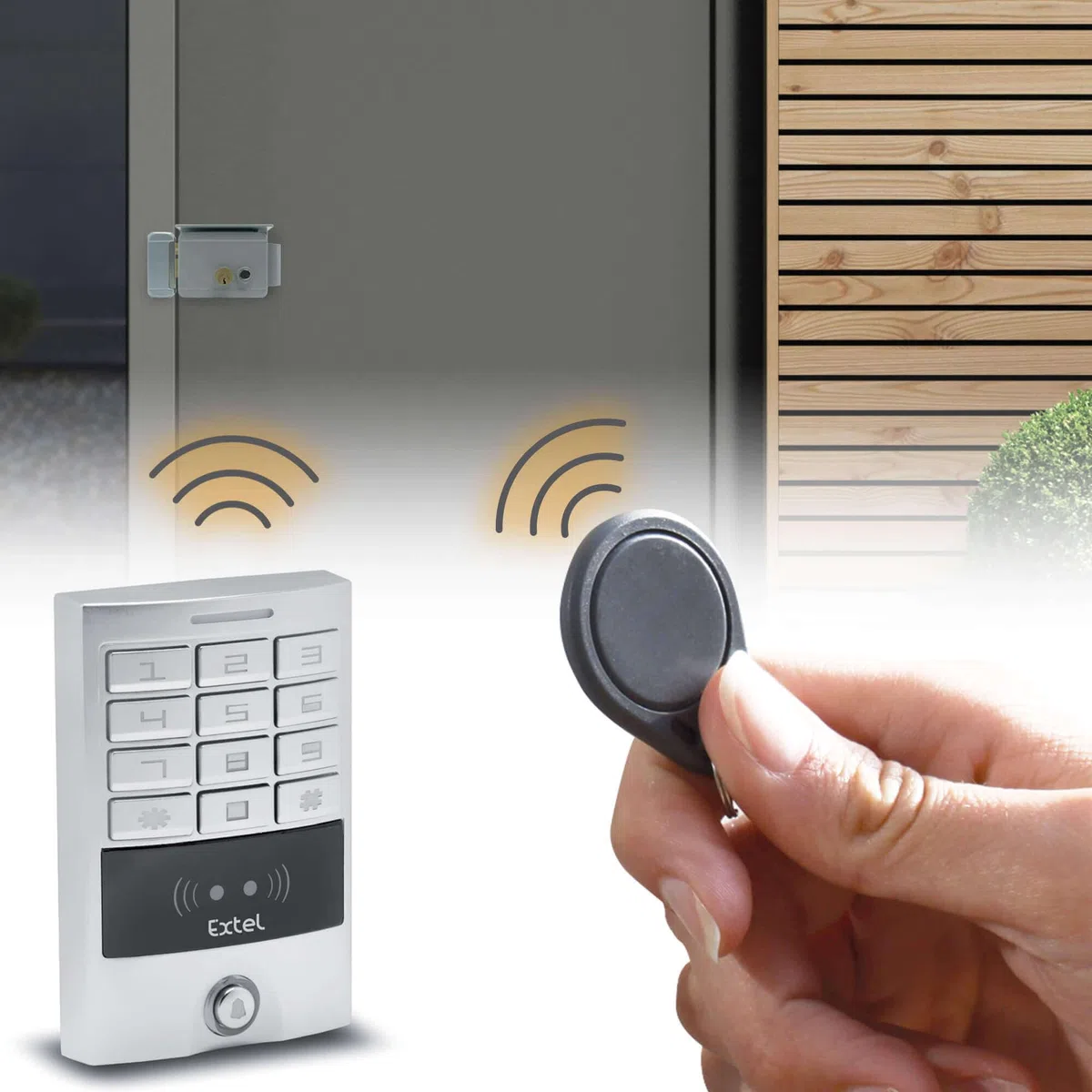 Extel - Serratura elettrica - WE 5001/2 BIS, per apertura sinistra o destra, protetta da una visiera. in acciaio spesso, laccato. con memoria di chiamata - 150011, grigio